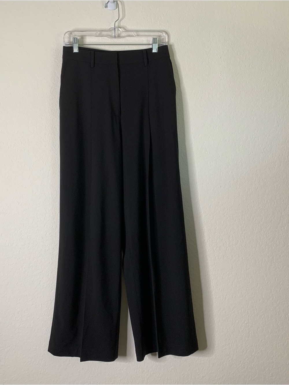Theory Womens black wide leg pleated traceable wool 4